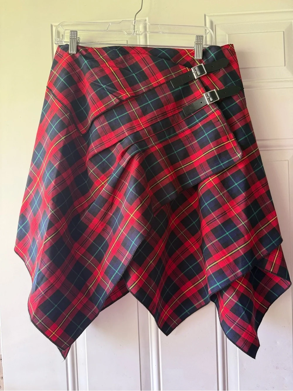 Celtic Ranchwear woman’s red plaid tartan wrap skirt